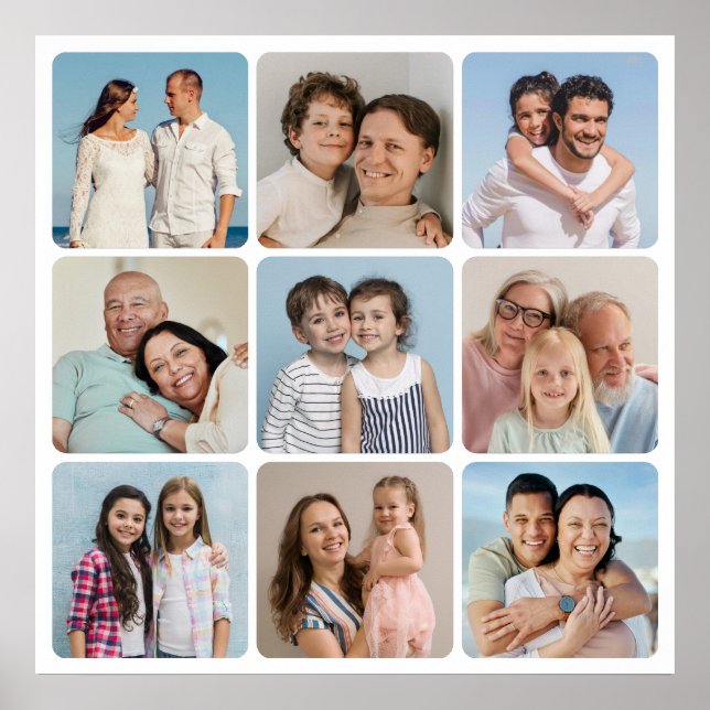 Poster Crie seus 9 cantos arredondados de colagem de foto (Frente)