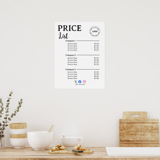 Poster Crie Sua Lista de Preços de Promoção de Marca Simp
