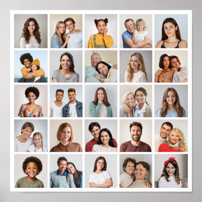 Poster Crie Sua Própria Colagem de 25 Fotos (Frente)