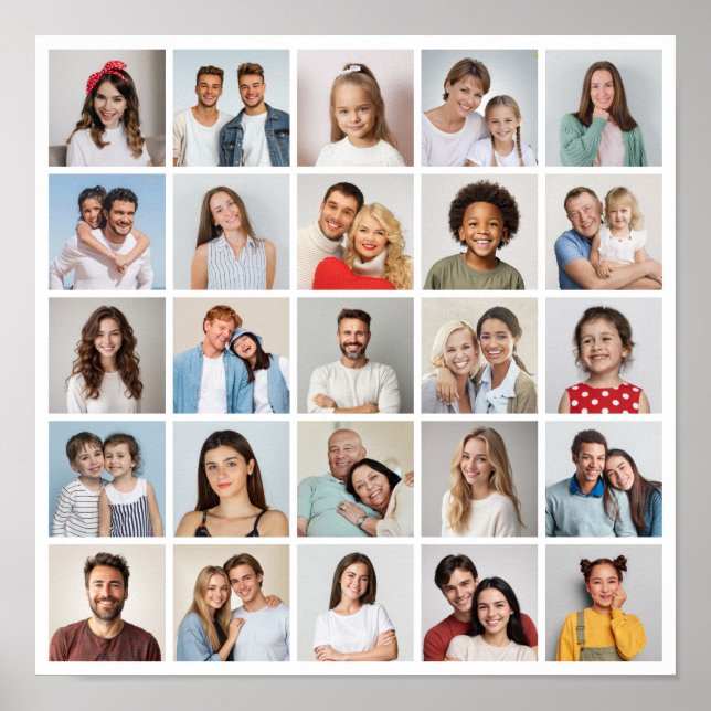 Poster Crie Sua Própria Colagem de 25 Fotos (Frente)