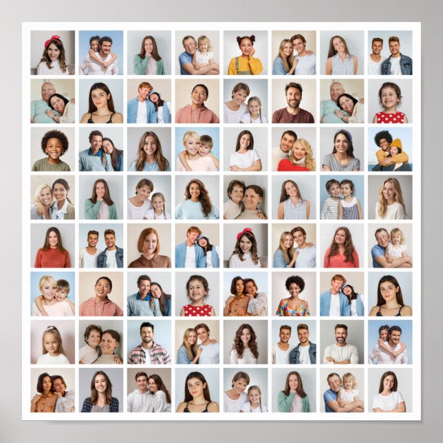 Poster Crie Sua Própria Colagem de 64 Fotos (Frente)