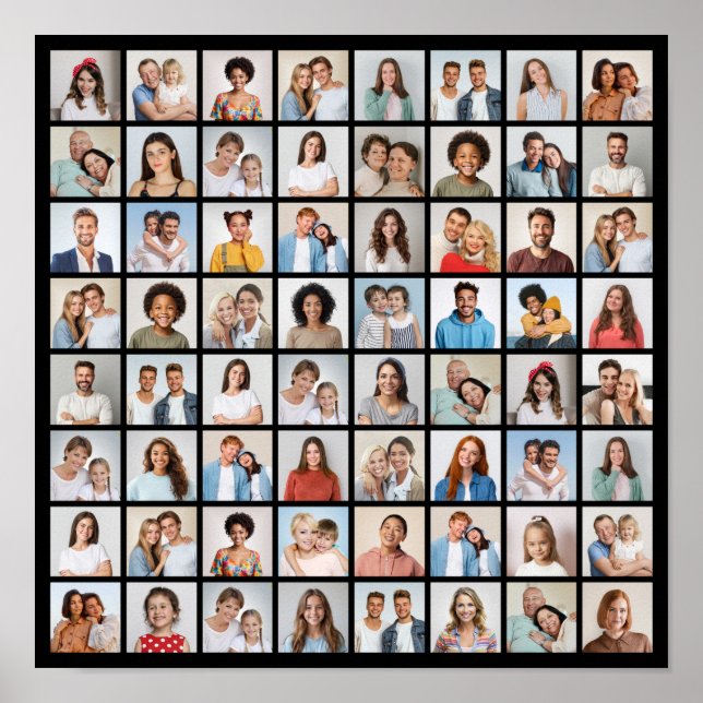 Poster Crie Sua Própria Colagem de 64 Fotos (Frente)