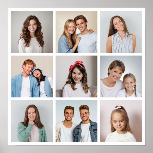 Poster Crie Sua Própria Colagem de 9 Fotos (Frente)
