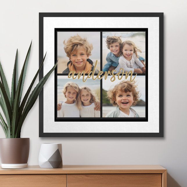 Poster Crie sua própria colagem de fotos 4 - Nome do scri (4 Photos and script name)