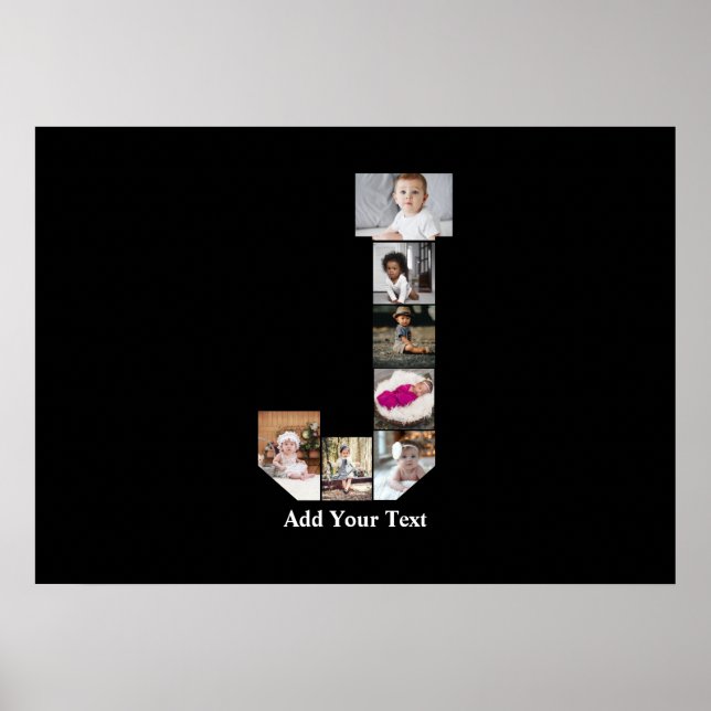 Poster Crie Sua Própria Colagem de Fotos com a Letra J (Frente)