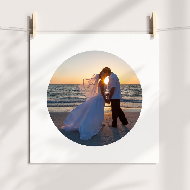 Poster Crie Sua Própria Foto de Casamento em Forma de Cír (Create Your Own Circle Shape Wedding Photo Poster)