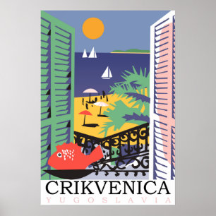 Poster Crikvenica, Jugoslávia, opinião da janela