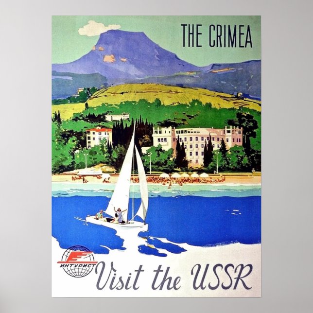 Poster Crimeia, visite a URSS, navegando, vintage viagem  (Frente)