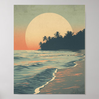 Poster Crimson Horizon: Serene Sea Sunset