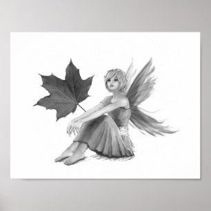 Poster Crimson King Maple Fairy com Folha