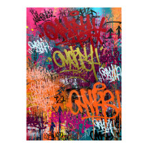 Crimson Red and Orange Abstract Graffiti Tags