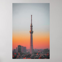 Poster Crimson Tower: Tokyo Skytree at Dusk