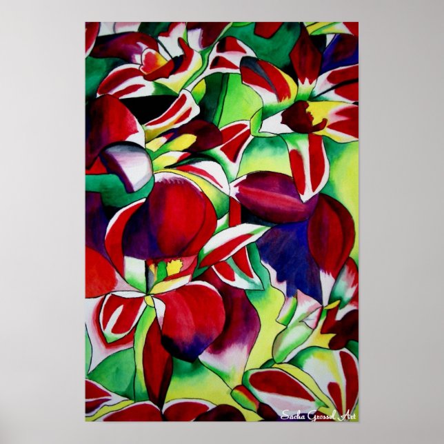 Poster Crimson tropical Cingapura Orquídeas (Frente)