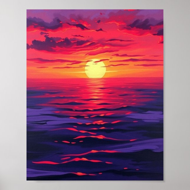 Poster "Crimson Twilight Serenity" - Original Digital Pai (Frente)