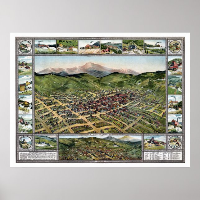 Poster Cripple Creek, CO Panoramic Map - 1896 (Frente)