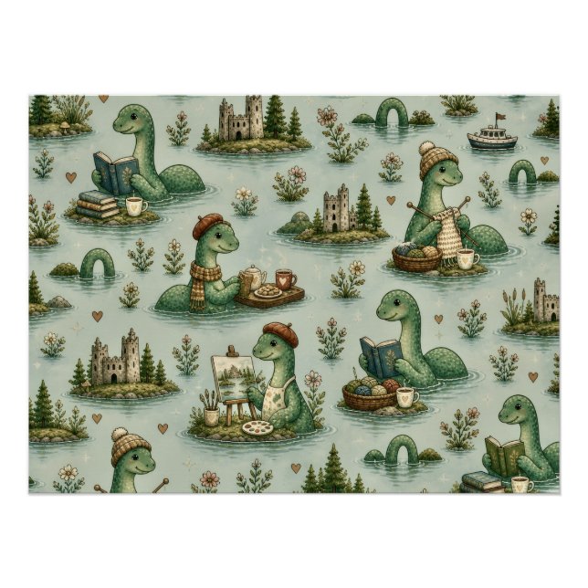Pôster Criptídeos Aconchegantes Nessie Monstro do Lago Ne (Frente)