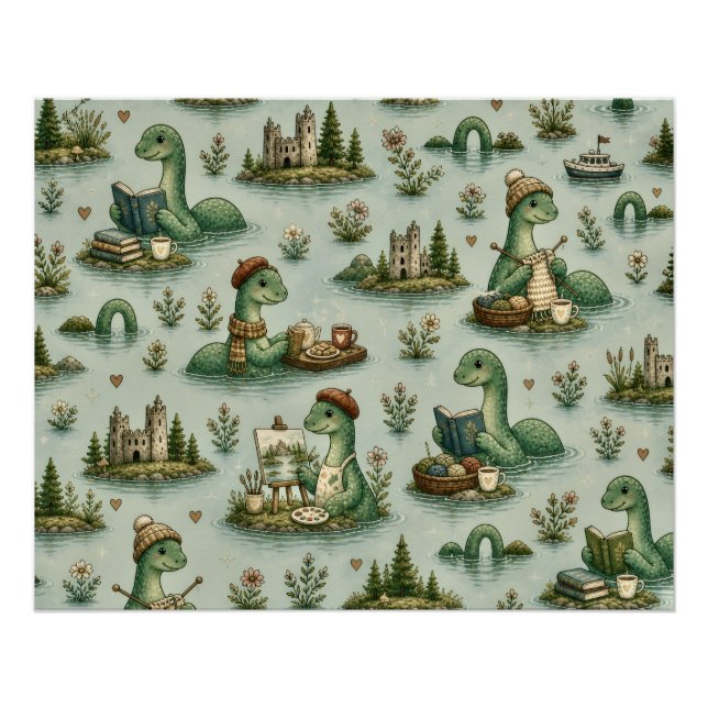 Pôster Críptidos Aconchegantes Nessie Monstro do Lago Nes (Frente)