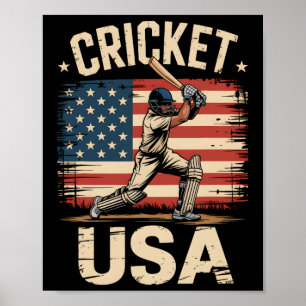 Poster críquete América Americano Usa Jogador Homens Mulh