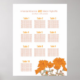 Poster Crisântemo de casamento flor laranja arte mesa pla