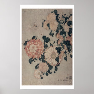 Pôster Crisântemos (woodblock da cor)