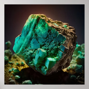 Poster Crisoprasa Verde Turquesa Inspirada em Mineral