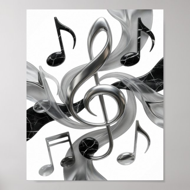Poster Crisp Silver MÚSICA EM MOVIMENTO Design de Slogan (Frente)