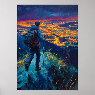 Poster Crista da Meia-Noite Acima das Luzes da Cidade