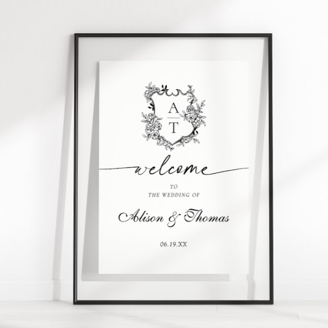 Poster Crista de Monograma Clássico de Boas-Vindas de Cas (Criador carregado)