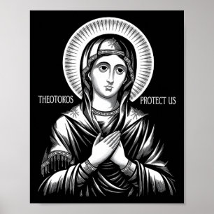 Poster Cristã Ortodoxa Santa Maria Theotokos Protege-nos