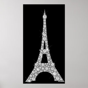 Pôster Cristais brancos pretos Paris de Swarovski da