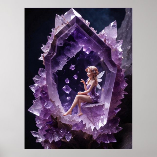 Poster Cristais de cura Ametist Fairy Wall Art (Frente)