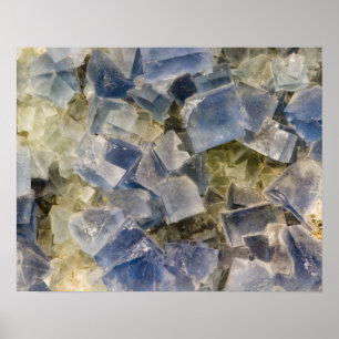 Poster Cristais de Fluorite Azul na Matriz