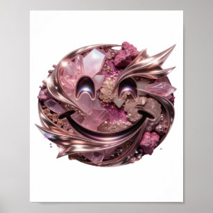 Poster Cristais Rosa Prateados Clássicos E Enfeites Metál
