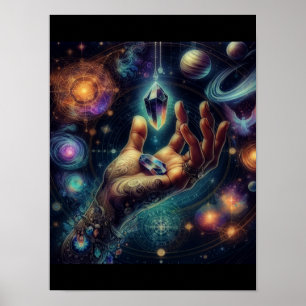 Poster Cristal Celestial na Galáxia Spacy Palm