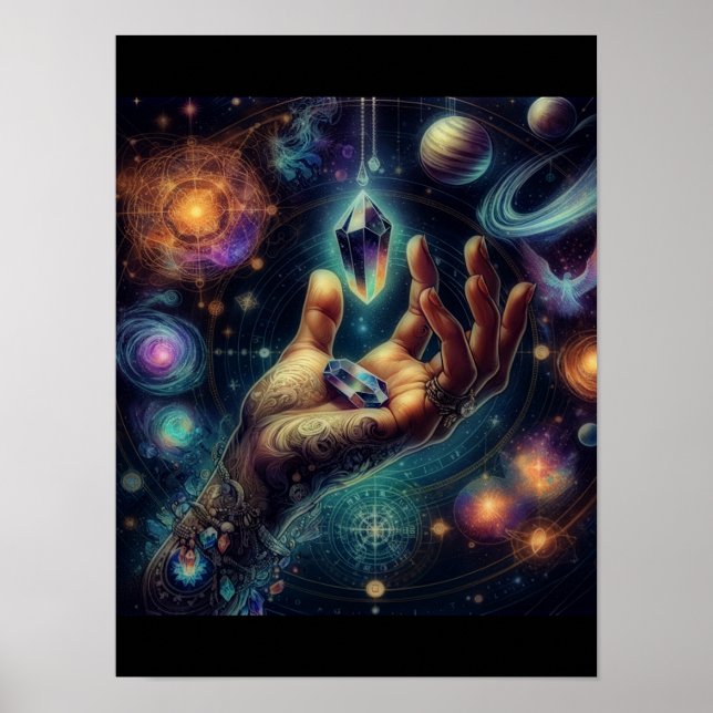 Poster Cristal Celestial na Galáxia Spacy Palm  (Frente)