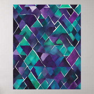 POSTER CRISTAL DE TEAL AZUL BRUTO MOSAIC WALL ART 2