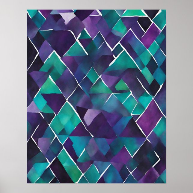 POSTER CRISTAL DE TEAL AZUL BRUTO MOSAIC WALL ART 2 (Frente)