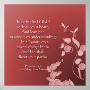 Poster cristão com flores e pássaros da escritur