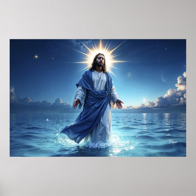 Poster Cristão de arte brilhante Jesus Cristo fé esperanç (Frente)
