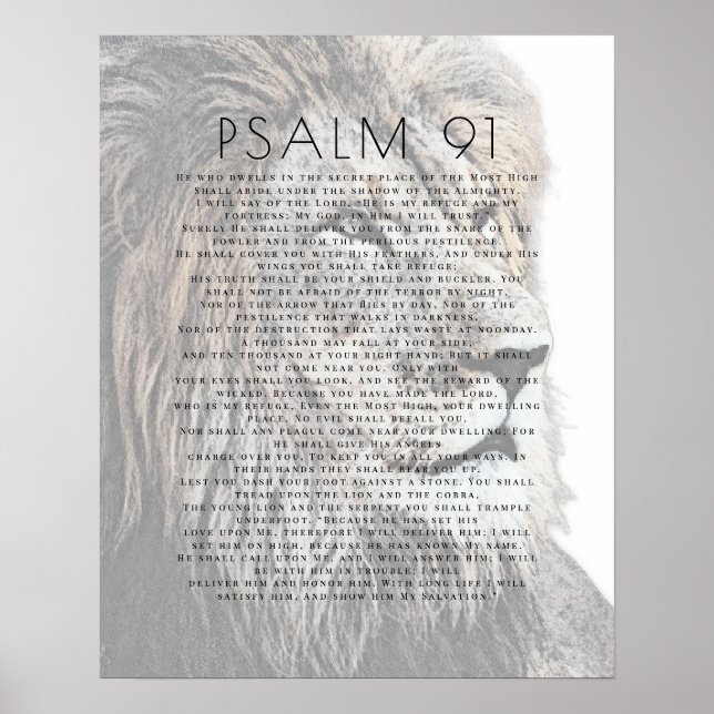 Poster Cristão de Leão Psalm 91 (Frente)