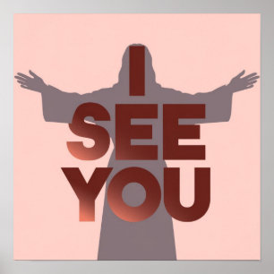 Poster Cristão Jesus está te observando, Jesus eu te vejo