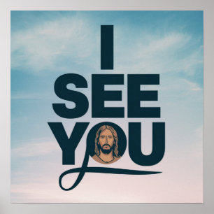 Poster Cristão Jesus está te observando, Jesus eu te vejo