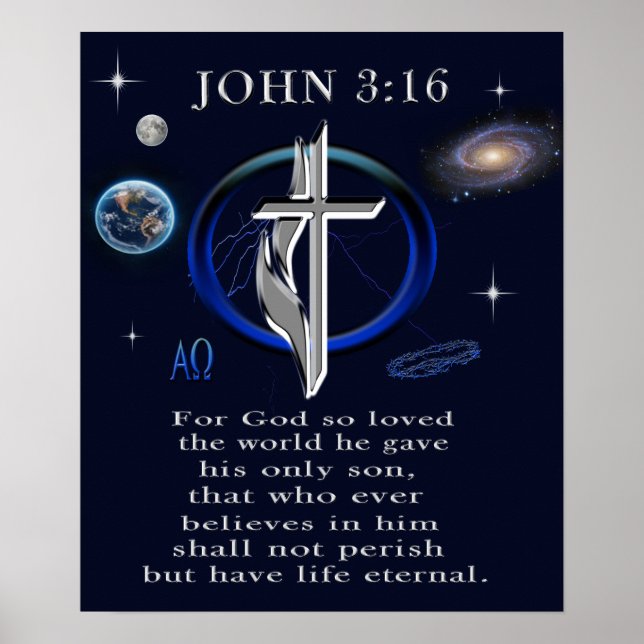 Poster Cristianismo João 3:16  (Frente)