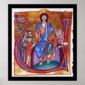 Pôster Cristo de Arte Religiosa Cristã Medieval Enthronad