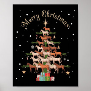 Poster Cristo de Feliz de Árvore de Natal para Cavalos de