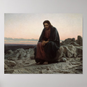 Pôster Cristo de Ivan Kramskoy- na região selvagem