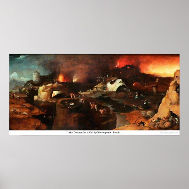 Pôster Cristo descendente no inferno por Hieronymus Bosch (Frente)