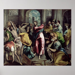 Poster Cristo dirigindo as bandejas do templo