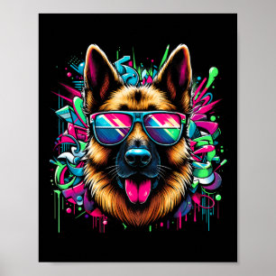 Poster Cristo do estilo de arte do Grafite de German shep