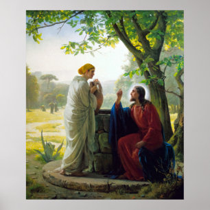Poster Cristo e Mulher Samaritana de Carl Bloch